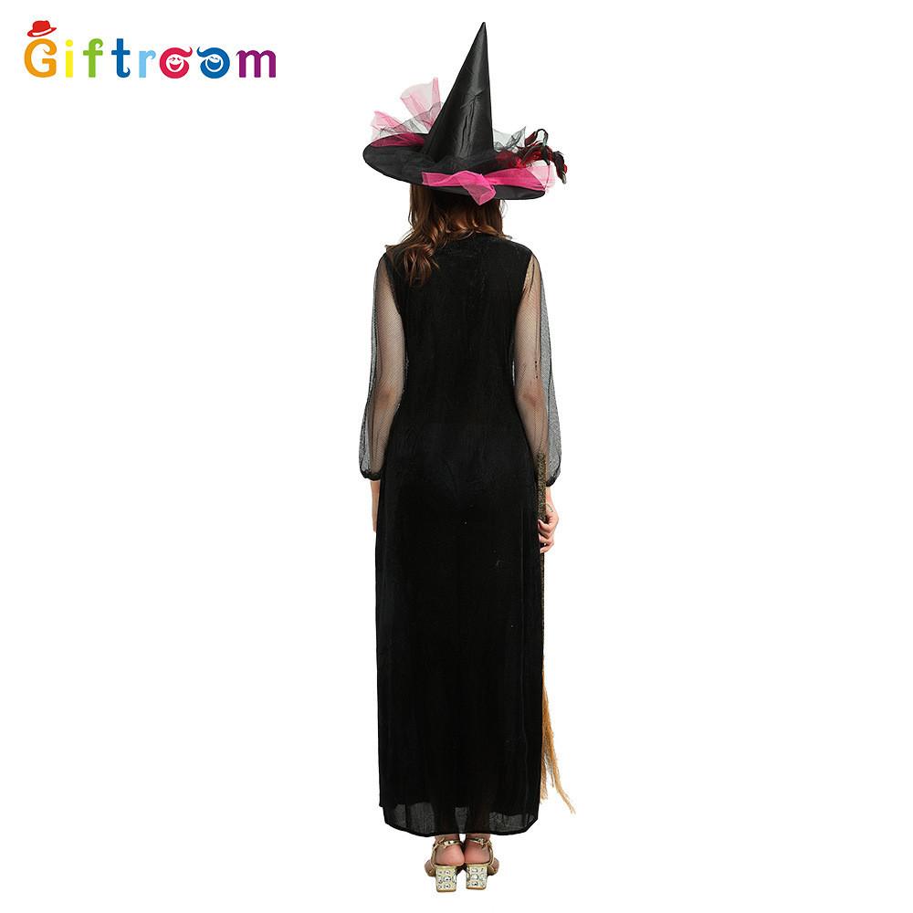 Chic Magenta Polyester Witch Attire For Women Ideal For Halloween And Themed Parties