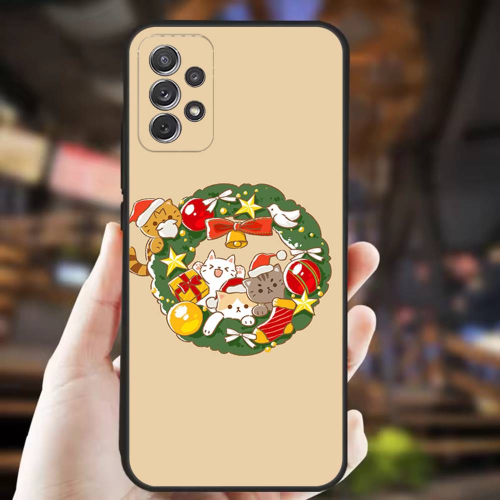 Cartoon Lucky Cat Phone Case For Samsung S25,S24,S21,S22,S23,S30,Ultra,S20,Plus,Fe,Lite,Note,10,9,5G Black Cover