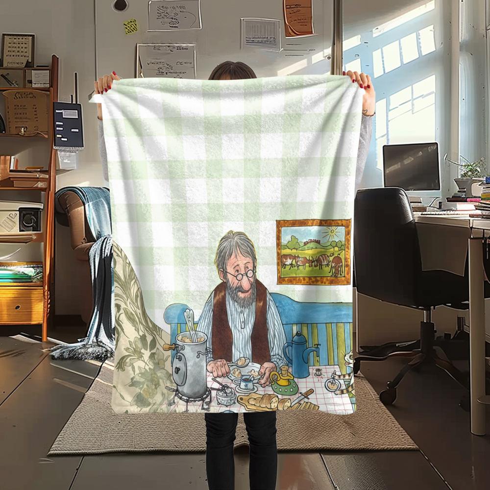 Pettson and Findus2 Flannel Blanket, High Quality Comfortable for All Seasons, Home Decor, Warmth and Comfort
