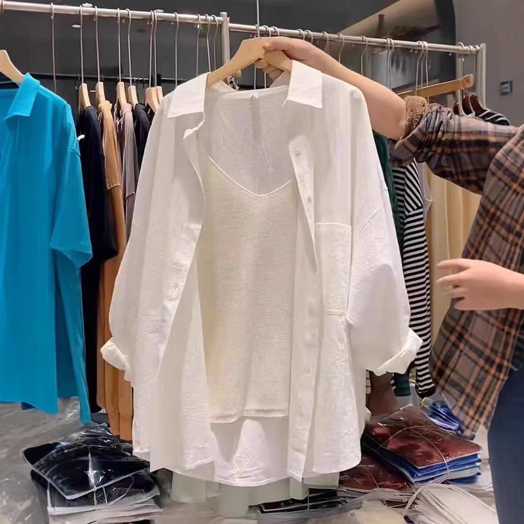 

Women s Mid-Length White French Niche Shirt – Spring/Summer 2025 Loose Fit XL [67.5-72.5 kg]