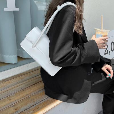 Korean Summer New Smooth Leather Square Flip Shoulder Bag Niche Versatile Texture Underarm Bag Women