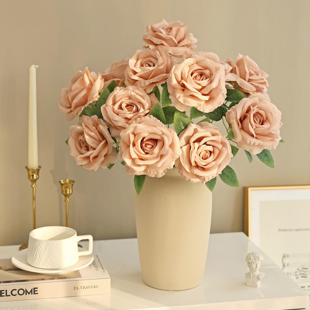 Artificial Flowers Silk Rose Brial Bouquet Fake High Quality Home Room Table Wedding Wreath Decora Outdoor Garden Diy Gifts Box