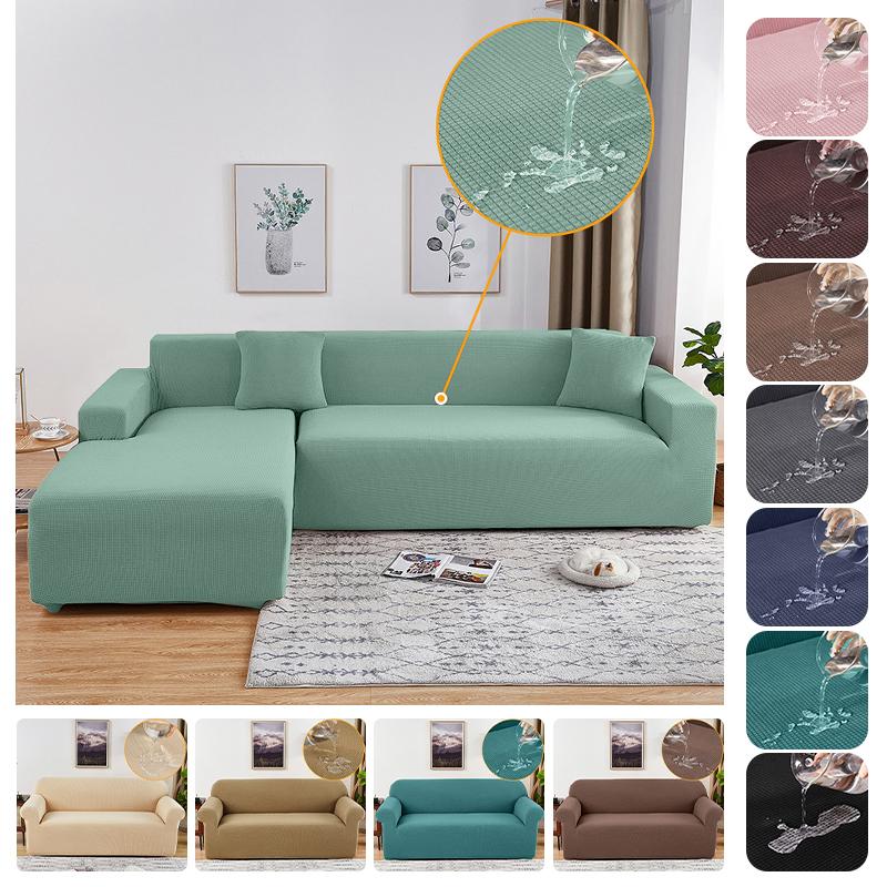 Waterproof Stretch Sofa Cover Elastic Armchair Slipcover L Shaped Covers Furniture Protector For Home Living Room 1 /2 /3 /4 Seater