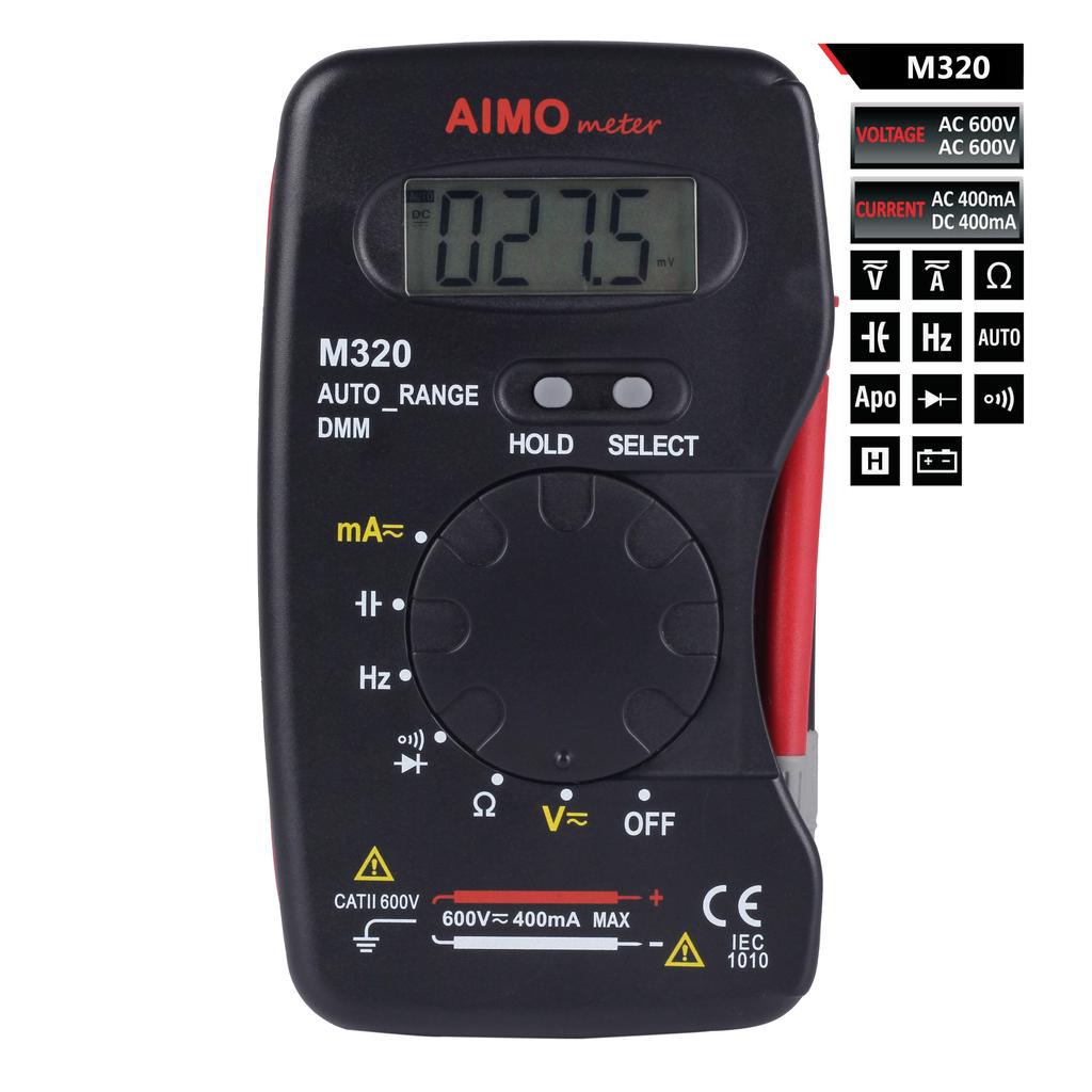 AIMO M320 Pocket Size Handheld LCD Digital Multimeter DMM Frequency Capacitance Measurement Data
