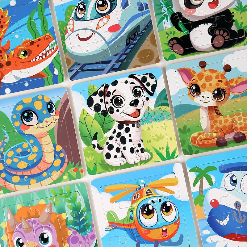 11cm Children Wooden Jigsaw Puzzle Games Cartoon Animal Vehicle Pattern Wooden 3d Puzzle Montessori Educational Toys
