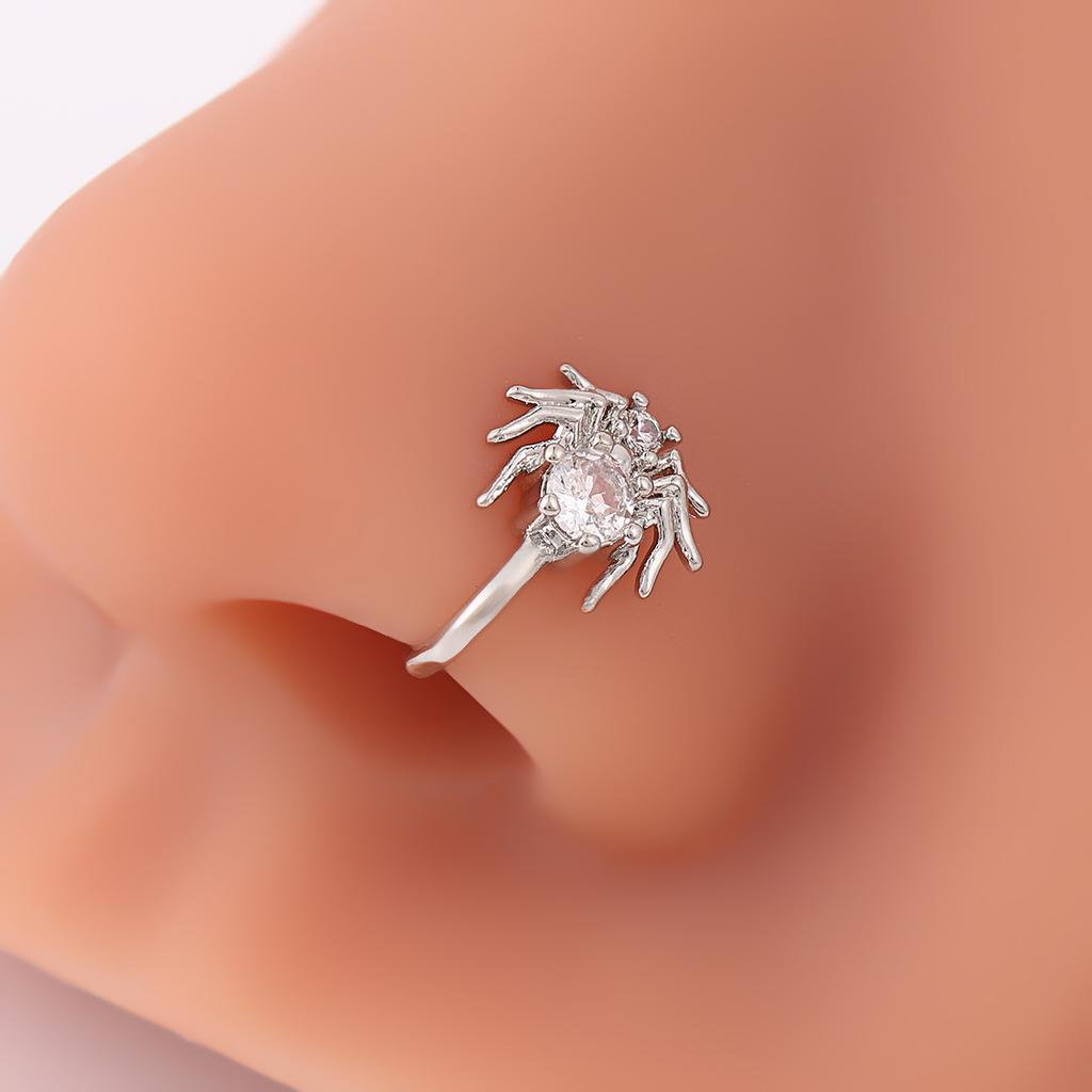 Bezbolestný Piercing Pavoučí Nosní Klip Měděný Mikro-Vykládaný Zirkon Kreativní Piercing do Nosu Osobnostní Niche Pavoučí Nosní Dekorace