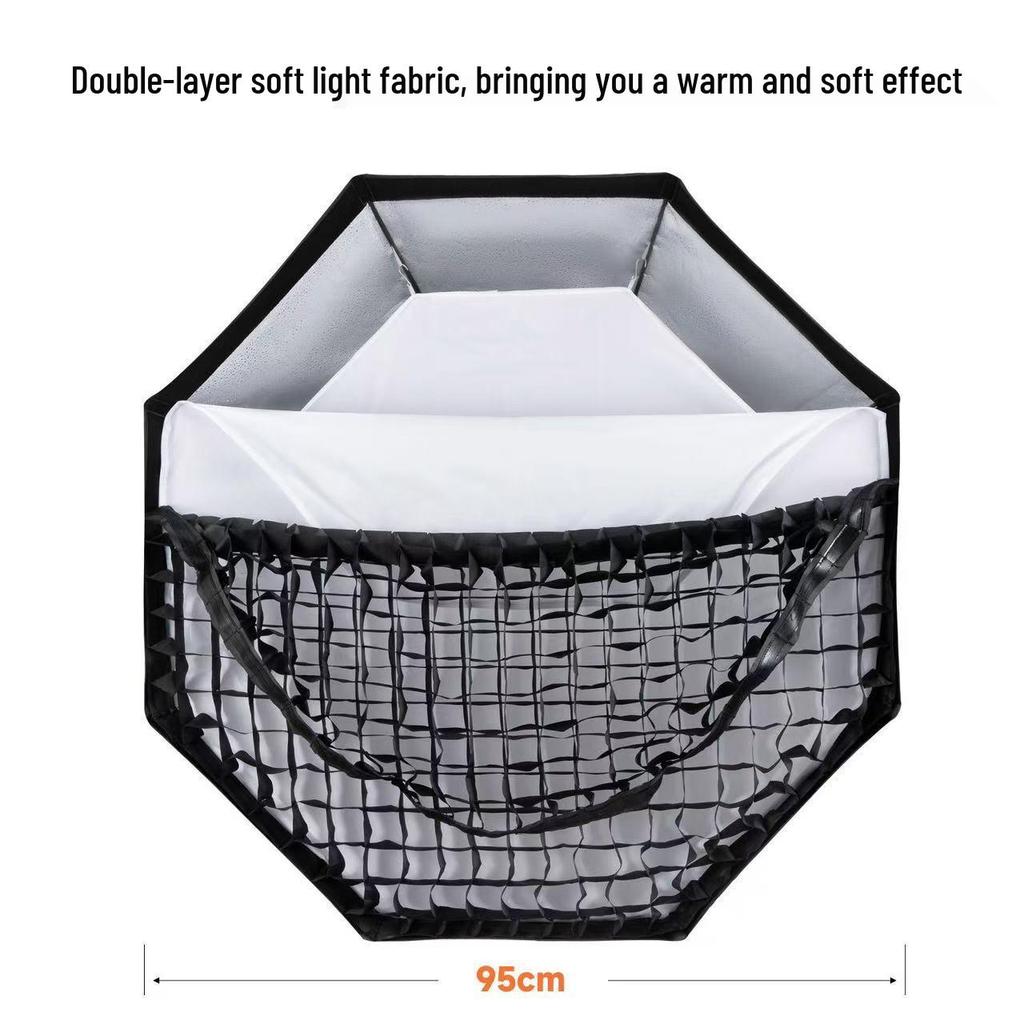 95cm Octagonal Softbox with Baorong Mount and Honeycomb Grid for Film and TV Lighting
