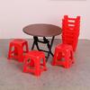 1/12 Scale Doll House Furniture Foldable Dining Tables 8 Stools Restaurant Scene Setting Accessories for Kids Craft Model