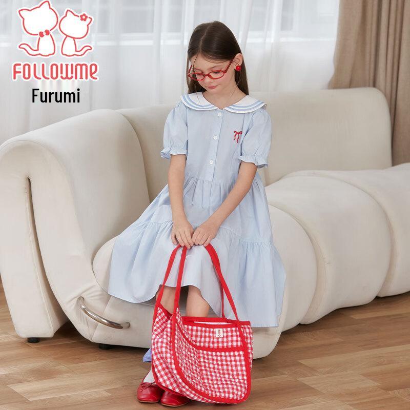 Girls' Summer Academy Style Doll Collar Princess Dress