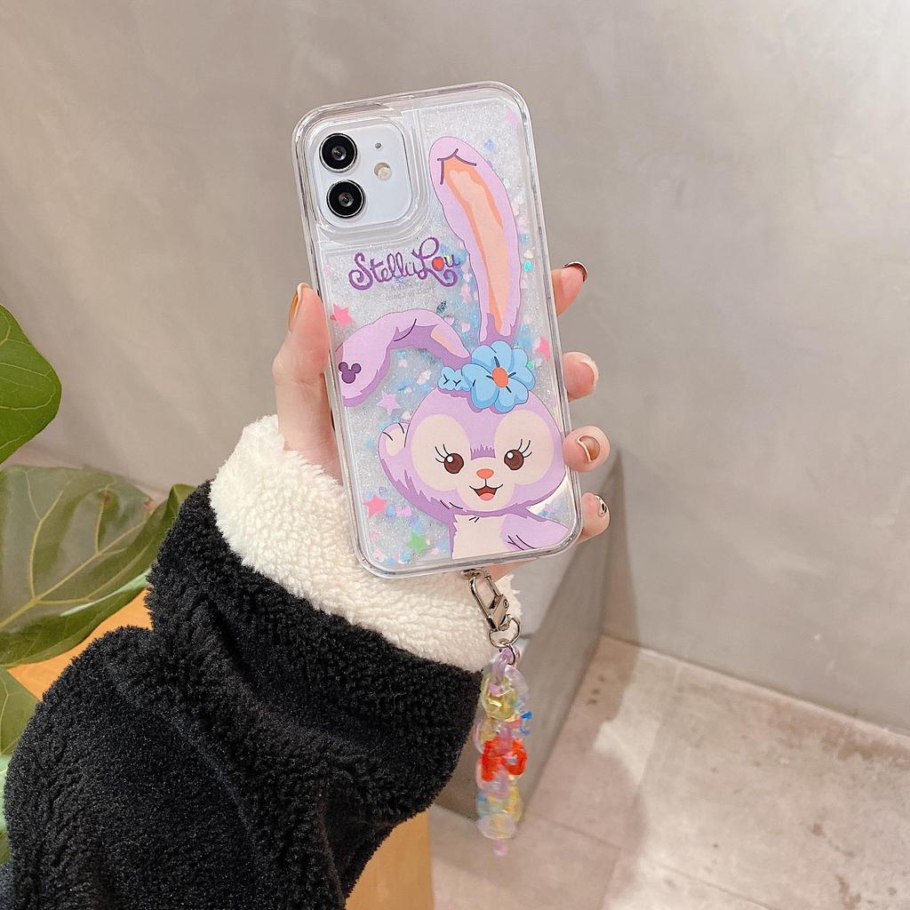 Třpytivý kryt Quicksand Ballet Rabbit pro iPhone Apple 11, 12, 13 Pro Max, X se šňůrkou na krk