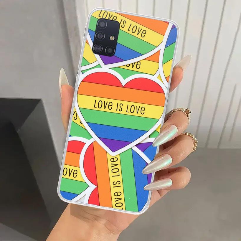 Love Is Love LGBT Rainbow Phone Case for Samsung Galaxy A52 A32 A22 A12 A02S A50S A30S A10S Note 20 Ultra 10 Plus S10 A31 A20 A7