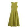 Women's A-line Long Dress Elegant Square Neck Sleeveless Wide Sling Maxi Dresses Lady Commute Button Dresses