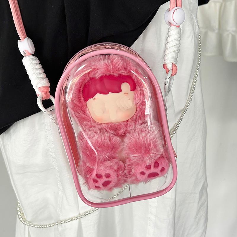 1 Set For Skullpanda Doll Cartoon Printing Protective Cover Pain Bag With Rope For 15-17Cm Labubu Crossbody Baby Walking Bag