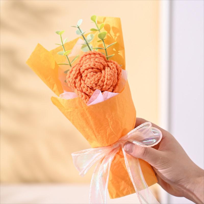 

1шт искусственный цветок крючком букет новогодний подарок ко дню святого валентина своими руками ручная вязка роза украшение для дома