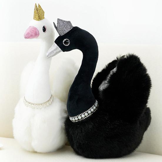 Exquisite Doll Throw Pillow Shape Faux Anti-pilling Decorative Swan Pearl Necklace Doll Toy Gift Supply