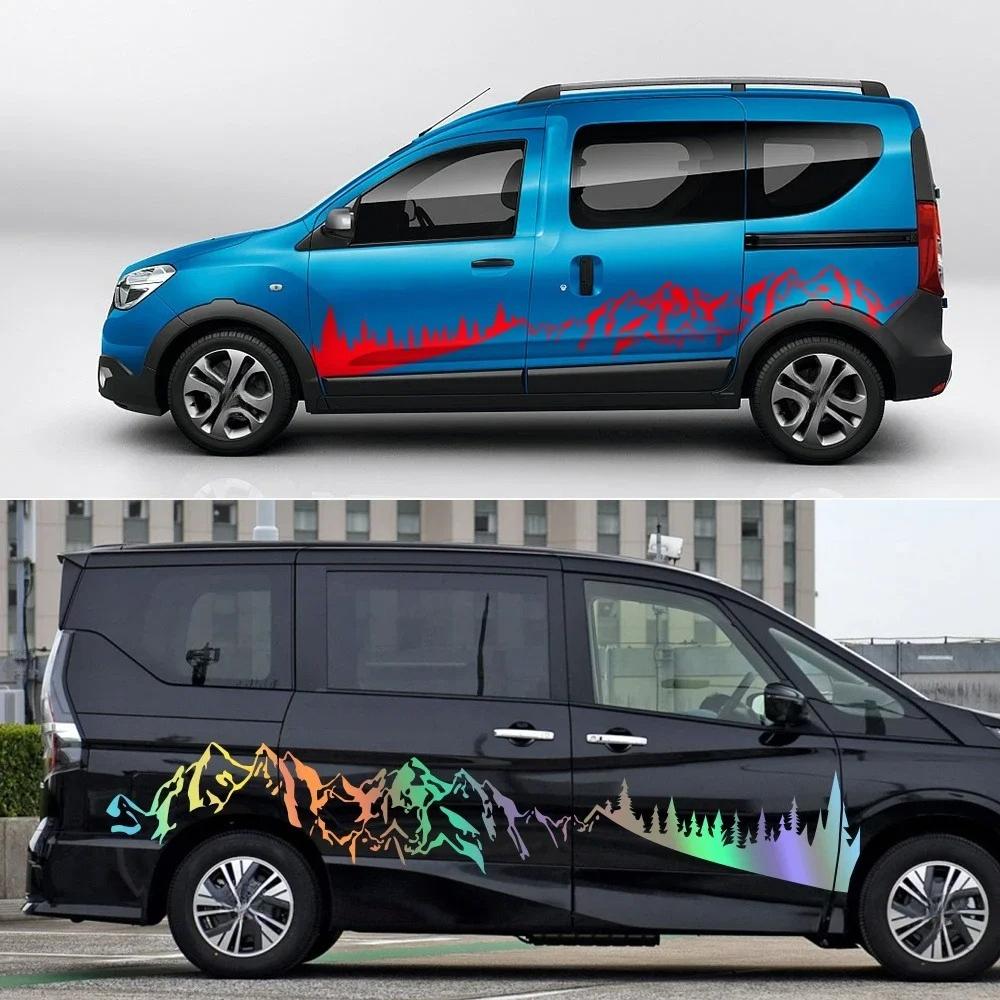 Car Mountain Graphics Stickers For Renault Dacia Dokker Camper Van DIY Side Door Vinyl Decor Decals Auto Tuning Accessories