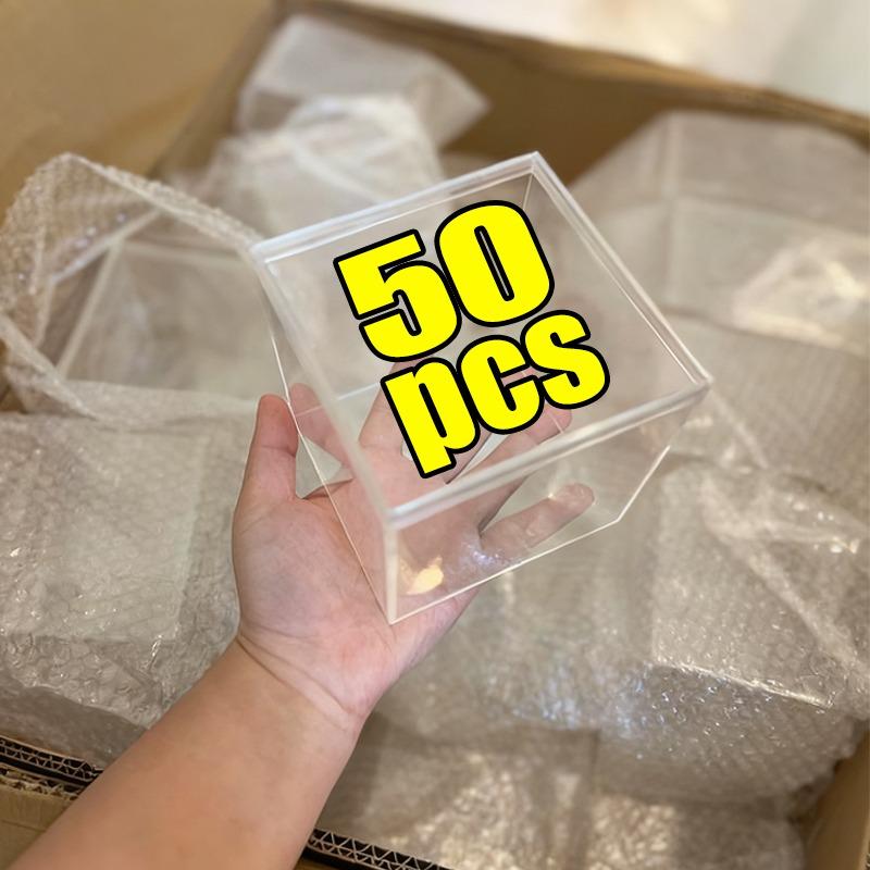 1-50pcs New Square Transparent Plastic Boxes with Lid for Food Acrylic Candy Gift Figurine Display Small Candy Boxes