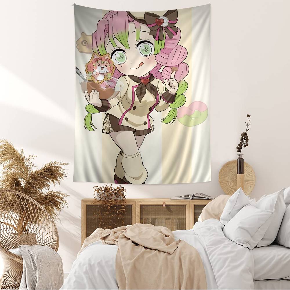 Pastel Rainbow Anime Character Wall Tapestry  Dreamy Gradient Whimsical Aesthetic Cozy Room Decor for Kawaii  Enthusiasts