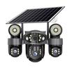 Outdoor Solar Dual-Light Surveillance Camera – 3-Lens 3-View Recorder, HD Night Vision with Lighting