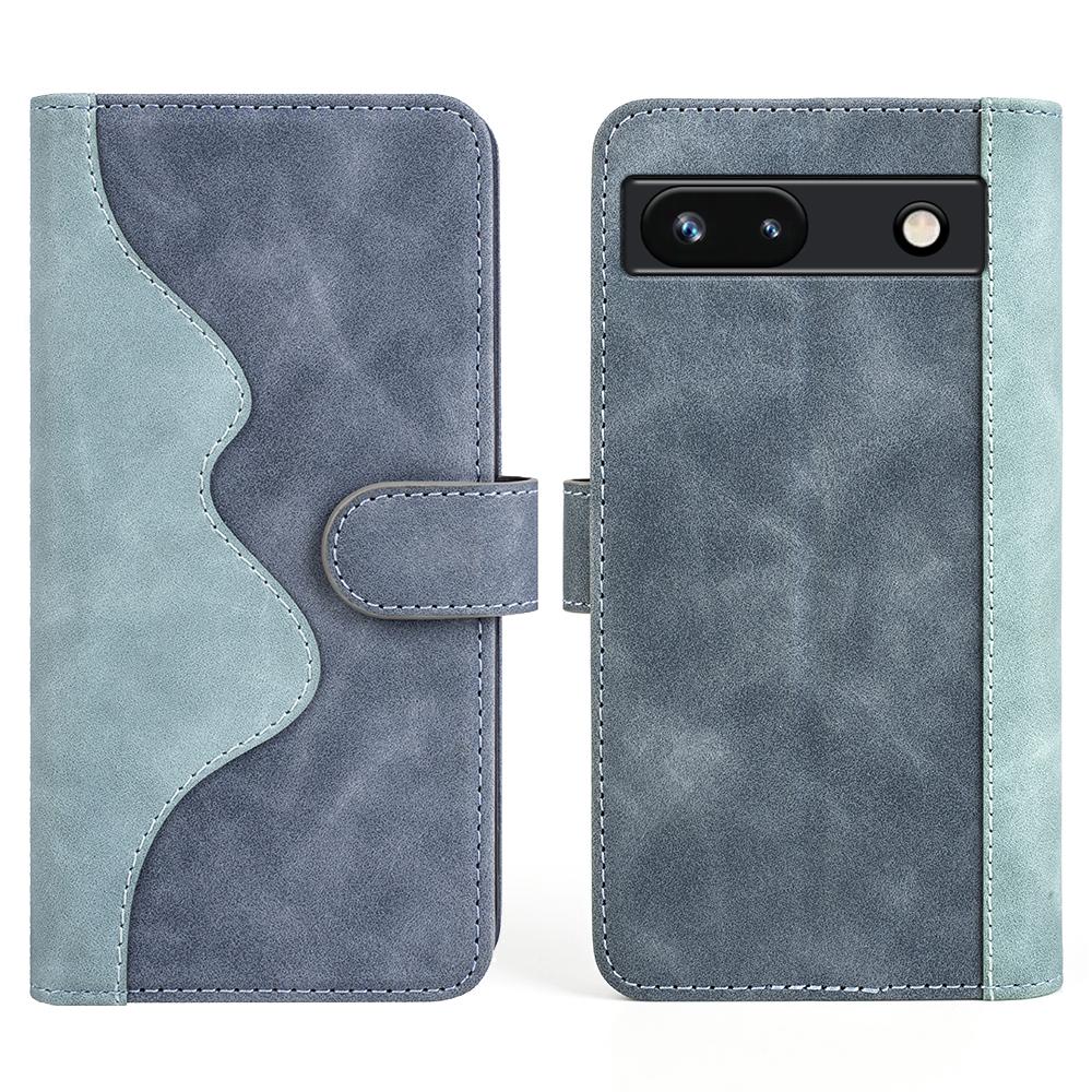 For Google Pixel 7a Leather Wallet Shockproof Phone Cover Dual Color Splicing Flip Stand Case