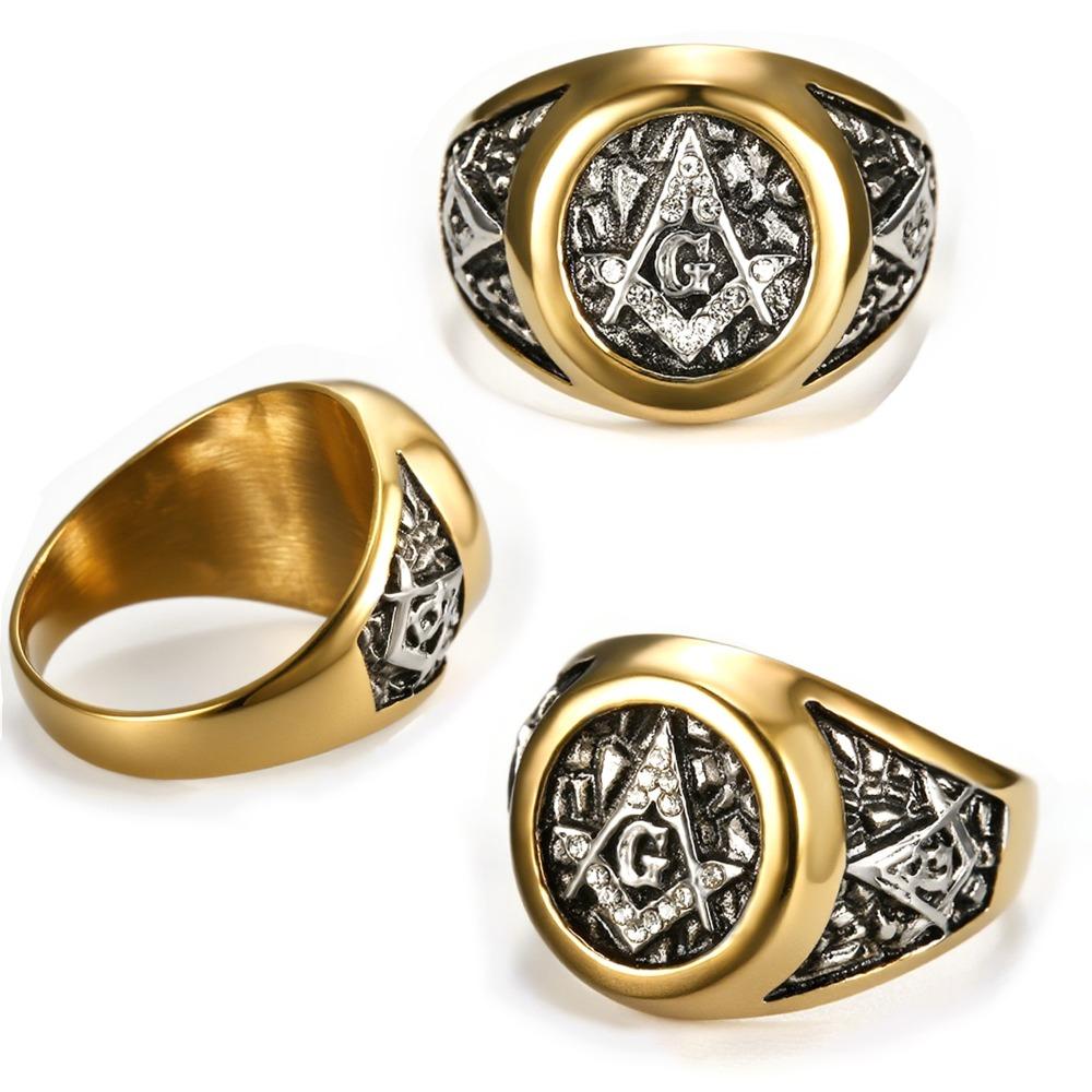 Trendy Titanium Steel Ring Gold White Diamond Inlaid Vintage Street Style Jewelry for Women Men