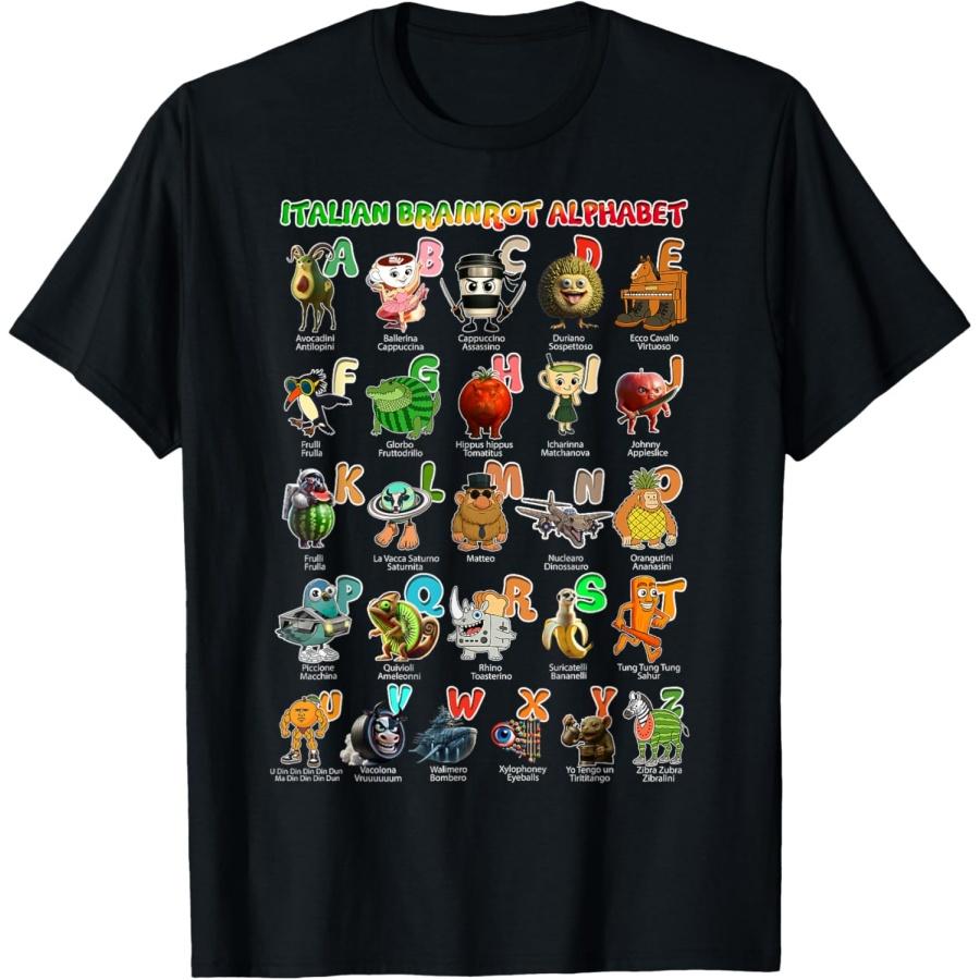 Italian-Brainrot Alphabet Character Gen Z Meme for Boys Kids T-Shirt S