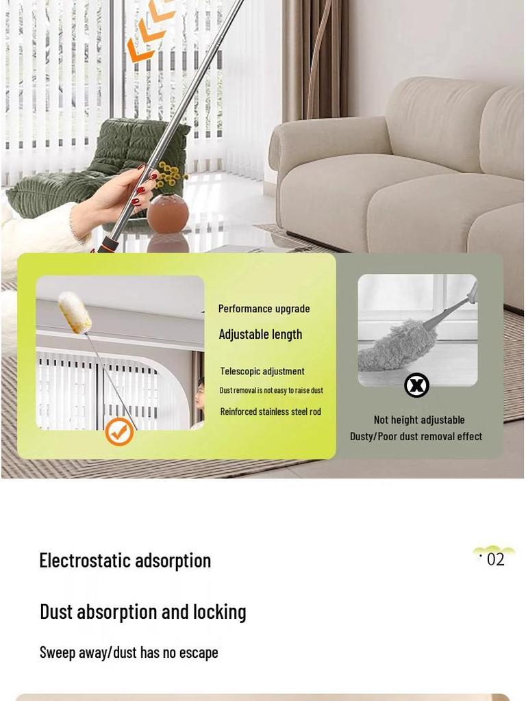 Electrostatic Wool Duster for Spring Cleaning - Removes Dust from Household Surfaces and Ceilings