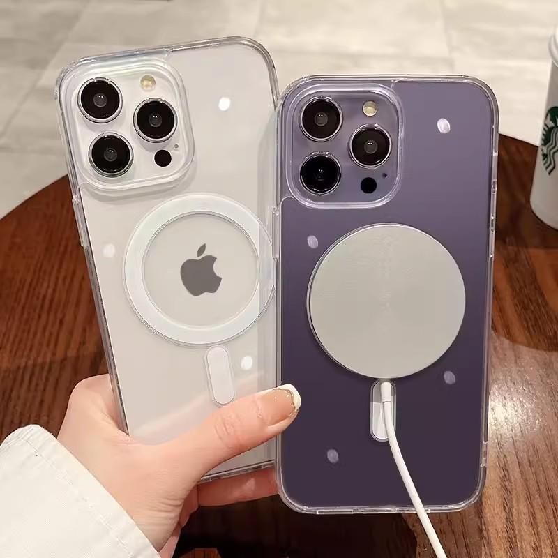 Magnetický průhledný akrylový kryt pro Apple iPhone 14/15 Pro/16 s kompatibilitou Magsafe