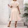 Abiti casual a vita alta con scollo a maniche corte e stampa tinta unita primavera estate moda donna