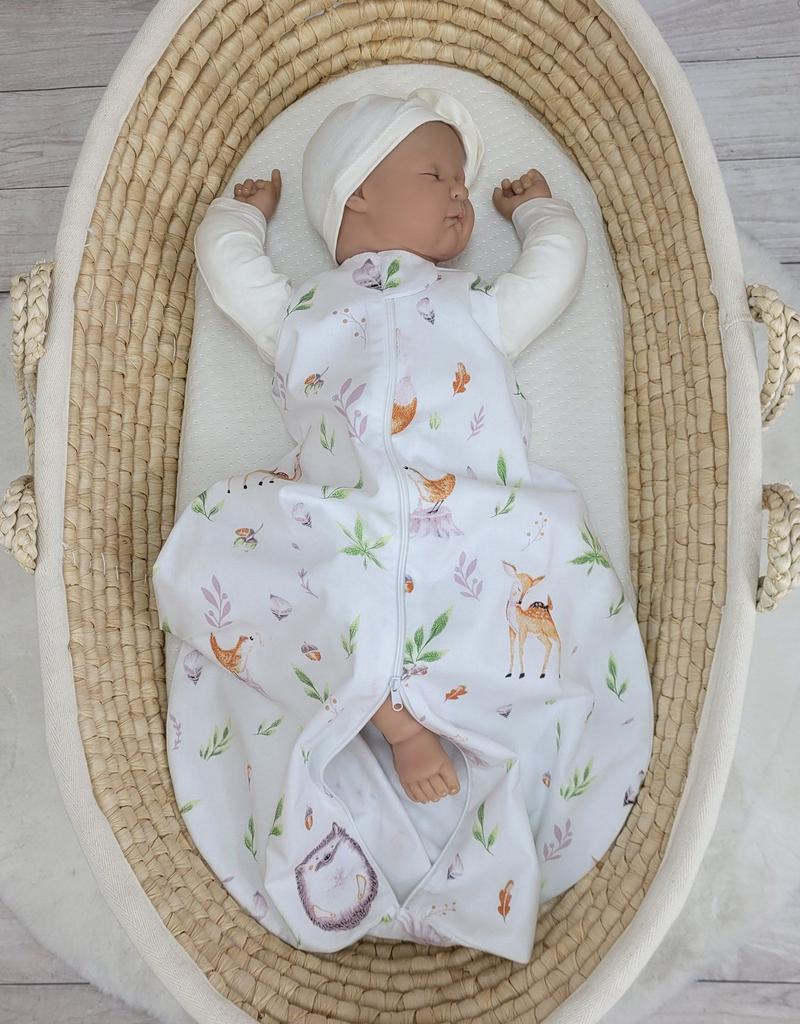 Rounded cotton sleeping bag for children S 0-6 months summer TOG 1.0 - forest softness