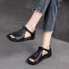 Fish mouth Roman sandals women's 2025 summer new retro style mother shoes comfortable soft bottom flat toe sandals