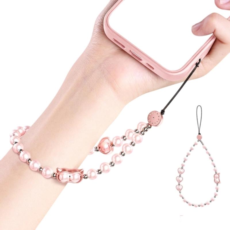 

Stylish Beaded Phone Wrist Strap Adjustable Lanyard Strong ABS Rope & Pearls Design Mobile Phone Lanyard For Smartphones