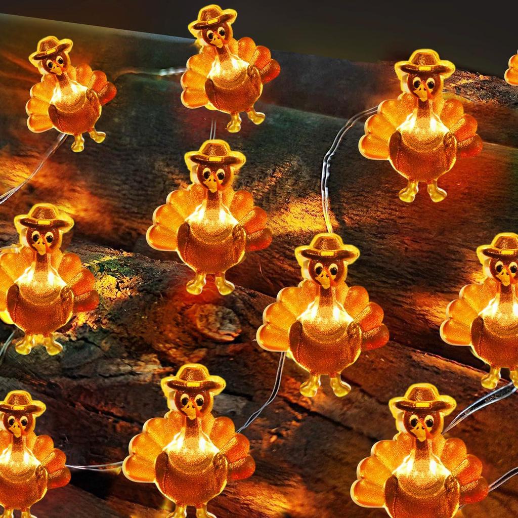 Halloween Pumpkin & Maple Leaf Copper String Lights: Decorative Night Lights for Thanksgiving & Ghost Festival