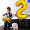 Gold Number 2 Balloon, 40 Inch Giant Helium Foil Number 0-9 Golden 2th Birthday Balloon for Boys Girls, Self Inflating Digit 2 Balloons for Women Men