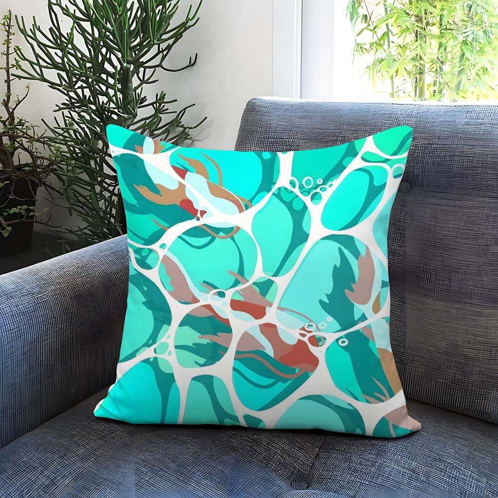 Light blue ocean ripple Cushion Cover Comfortable Reversible Pillow Cover Ideal for Car Sofa Bedroom  Beyond