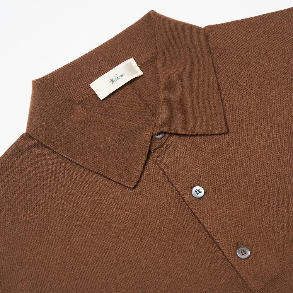 VERNO 25Ss Cashtouch Long Sleeve Polo Knit Brown