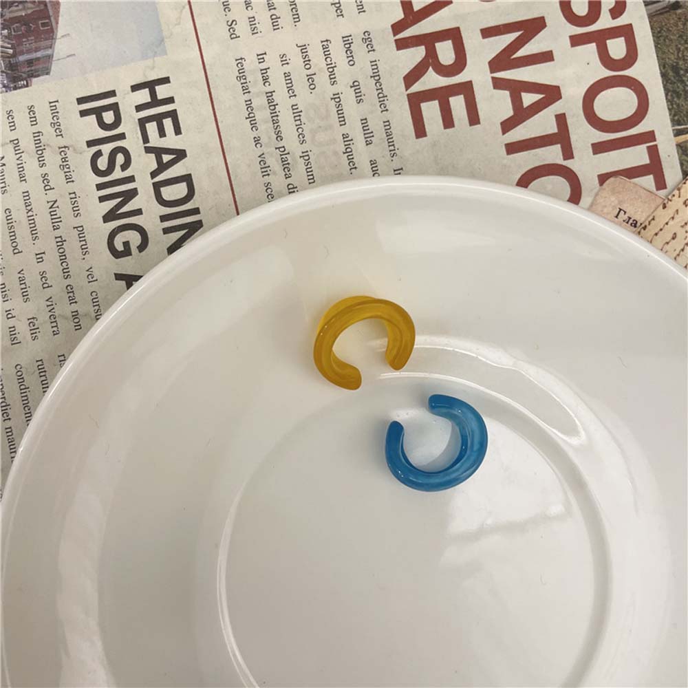 

Trendy Women Korean Double Circle Fashion Jewelry Ear Cuffs Ear Bone Clip Acrylic Clip Earrings жёлтый