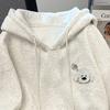 2025 hooded sweater fashion trend versatile men's fleece thickened printing autumn and winter loose women's leisure