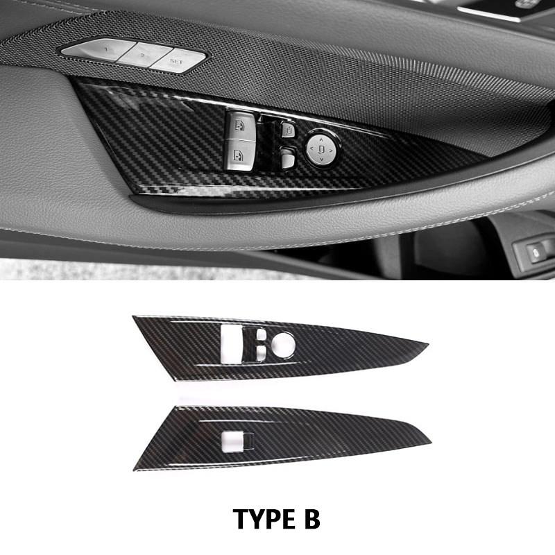 ABS Kolfibertextur Bil Innerdörr Fönsterhissknapp Skyddsram Trim För BMW 4-serie G22 G23 G26     Vänsterstyrd