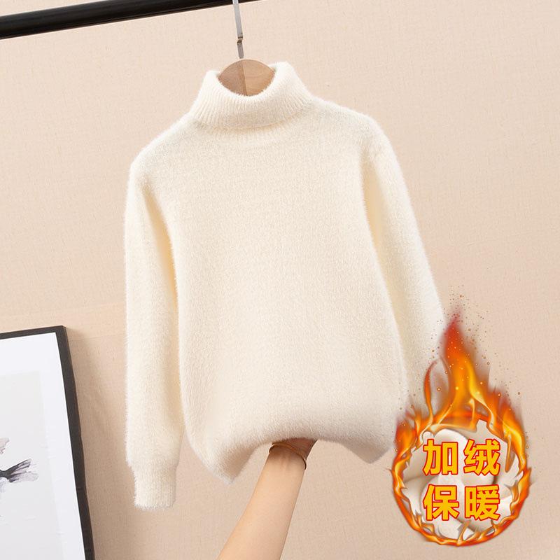 

Детская норковая шуба, зимний повседневный вязаный топ для девочек с круглым вырезом и меховым свитером 170