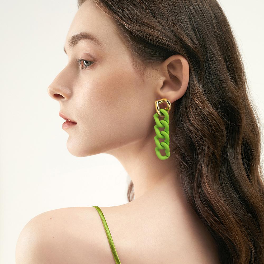 A Pair 18×67mm Acrylic Earrings Matte Colorful Heart shaped Chain Pendant For Women's Charm Earrings Gift Diy Jewelry Making