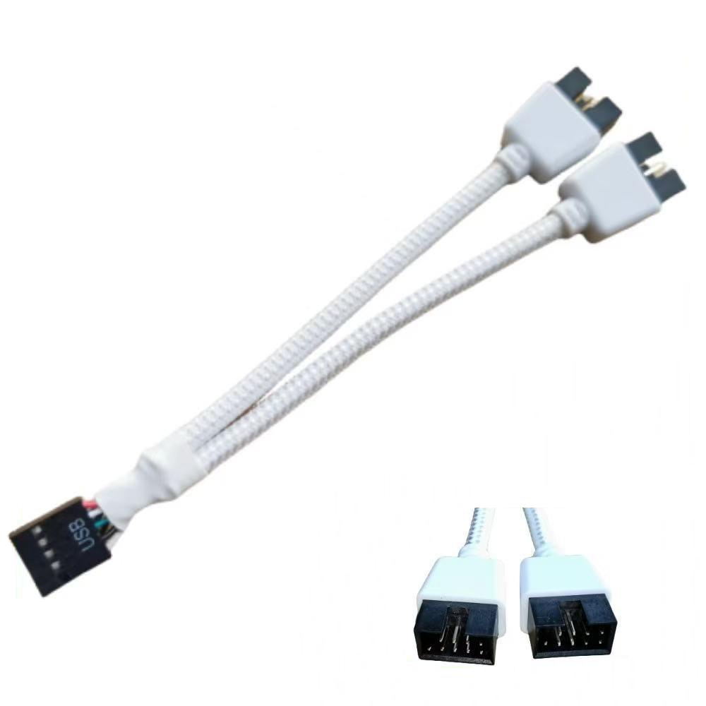 USB 9Pin To Dual 9Pin Cable Splitter Computer PC Case Motherboard 1 In 2 Out Data Transfer Braided Shield Wire HUB Extend Line