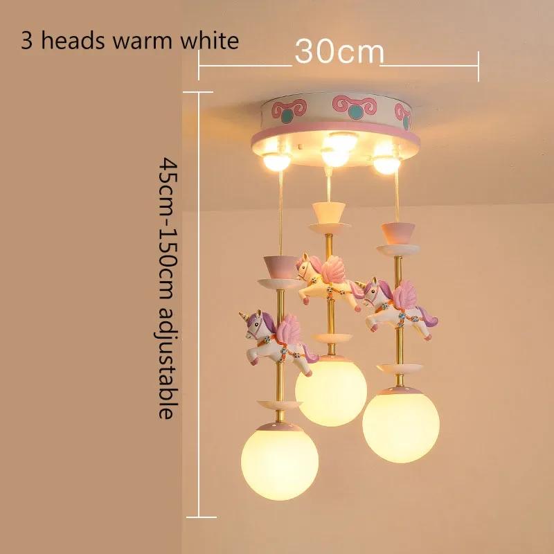 Детская комната, мультяшная светодиодная люстра, креативная люстра для девочек, скандинавский креативный единорог, розовая люстра, подвесной светильник для спальни ресторана