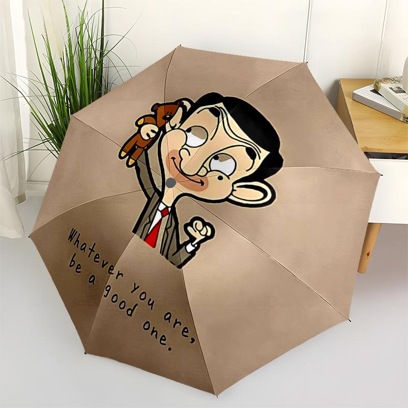 

Mr.Bean Themed Travel Umbrella-8 Ribs Automatic Opening and Closing, Portable Folding Design, Compact and Stylish Umbrella Suitable for Outd