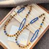 Maillard Retro High Matching Natural Tiger'S Eye Stone Lapis Lazuli Design Sense Collarbone Chain Necklace