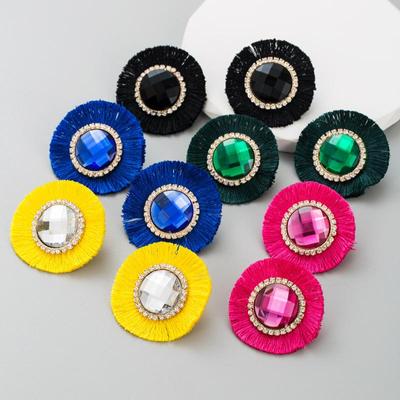 Orecchini da donna Nappe Orecchini pendenti in cristallo di vetro colorato intarsiato Orecchini esagerati di fascia alta