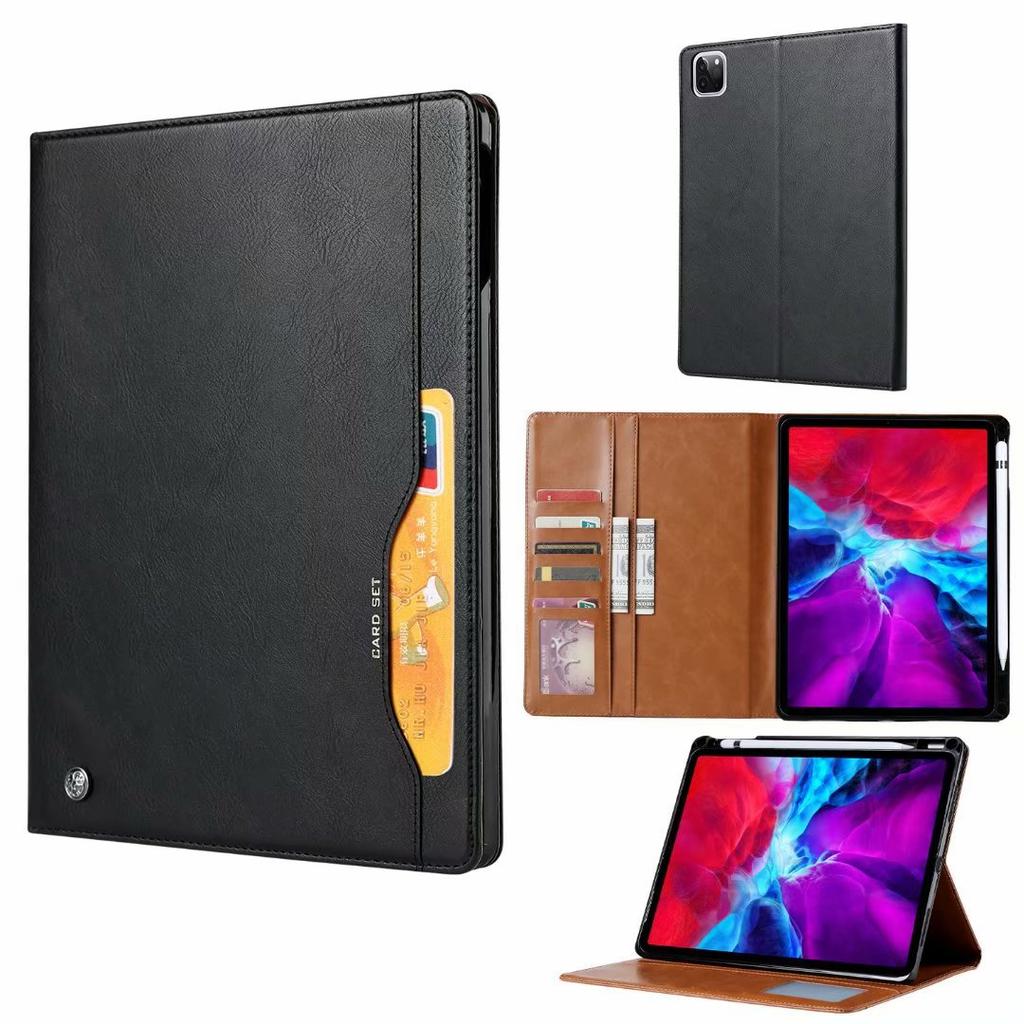 Applicable To iPad Air 11 Tablet Leather Case Pro13 Inch 2026 Retro Leather Pattern Card Wallet Holder Pen Slot Cover