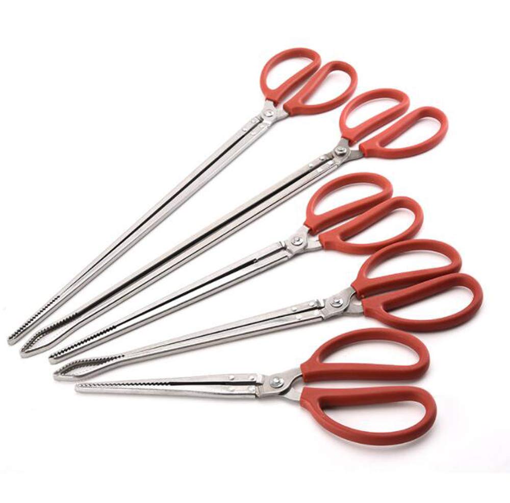 HJ Crab Scissors Clamp Long Stainless Steel Crab Clamp Eel Loach Trash Scissors 1 Non-Slip (Type 2, Set)