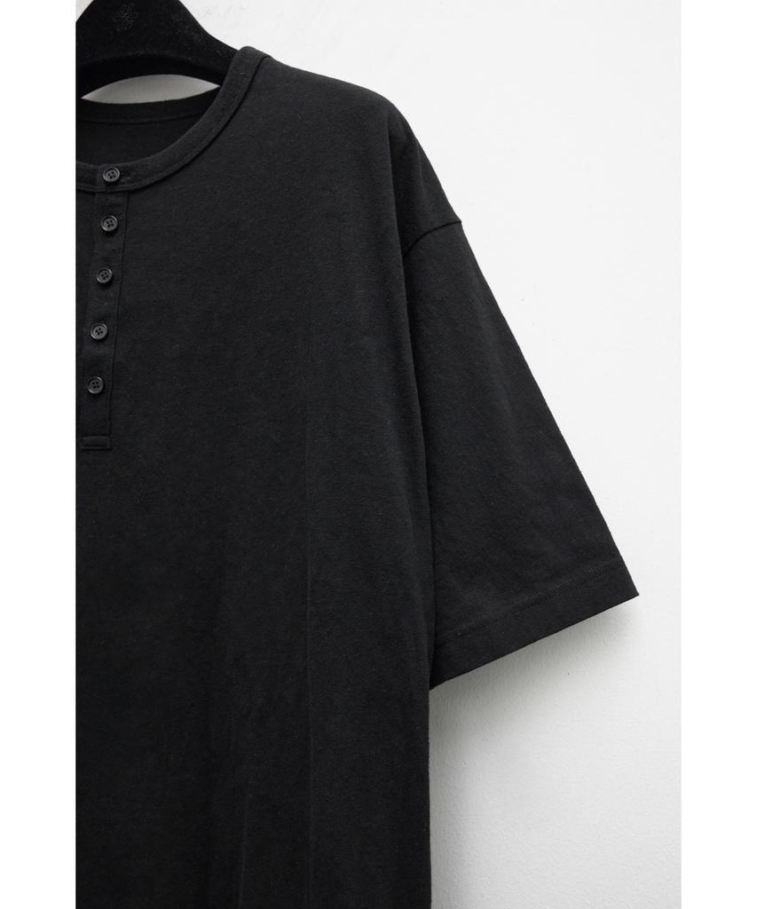 YOUTH Henley Neck H/S T-Shirt - Black