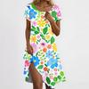 Women's Casual Short Sleeved Dress With Floral Print And Pocket Design And Pocket Design